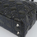 Christian Dior Canage Hand Bag Patent Navy Silver Auth ep15260-15
