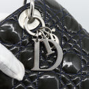 Christian Dior Canage Hand Bag Patent Navy Silver Auth ep15260-10