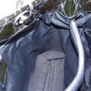 Christian Dior Canage Hand Bag Patent Navy Silver Auth ep15260-18