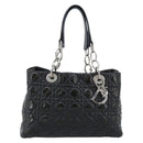 Christian Dior Canage Hand Bag Patent Navy Silver Auth ep15260-13
