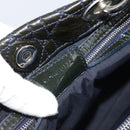 Christian Dior Canage Hand Bag Patent Navy Silver Auth ep15260-12