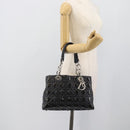 Christian Dior Canage Hand Bag Patent Navy Silver Auth ep15260-25