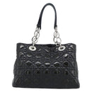 Christian Dior Canage Hand Bag Patent Navy Silver Auth ep15260-2