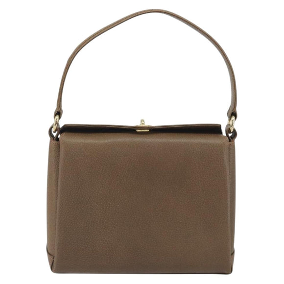 GUCCI Hand Bag Leather Brown Gold Tone Auth ep15262A