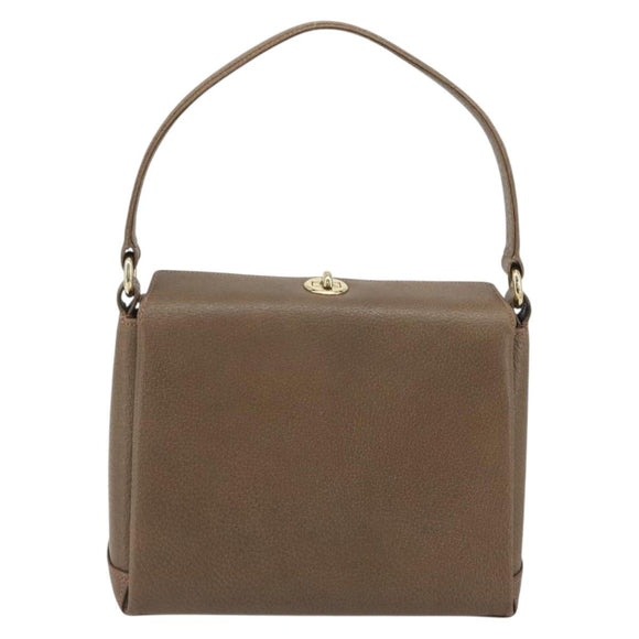 GUCCI Hand Bag Leather Brown Gold Tone Auth ep15262A