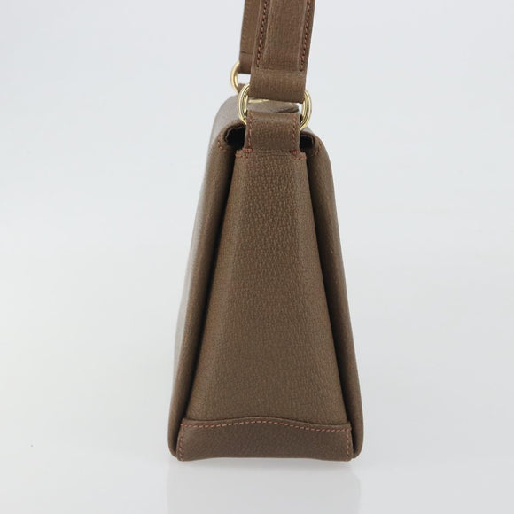 GUCCI Hand Bag Leather Brown Gold Tone Auth ep15262A