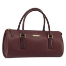 BURBERRY Hand Bag Leather Bordeaux Gold Tone Auth ep15263-1