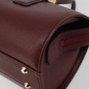 BURBERRY Hand Bag Leather Bordeaux Gold Tone Auth ep15263-9