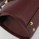 BURBERRY Hand Bag Leather Bordeaux Gold Tone Auth ep15263-14