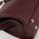 BURBERRY Hand Bag Leather Bordeaux Gold Tone Auth ep15263-16