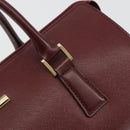 BURBERRY Hand Bag Leather Bordeaux Gold Tone Auth ep15263-17