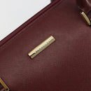 BURBERRY Hand Bag Leather Bordeaux Gold Tone Auth ep15263-18