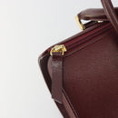 BURBERRY Hand Bag Leather Bordeaux Gold Tone Auth ep15263-11