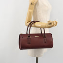 BURBERRY Hand Bag Leather Bordeaux Gold Tone Auth ep15263-25