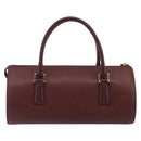 BURBERRY Hand Bag Leather Bordeaux Gold Tone Auth ep15263-2
