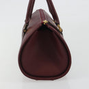 BURBERRY Hand Bag Leather Bordeaux Gold Tone Auth ep15263-3