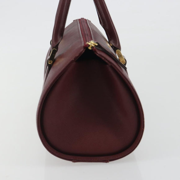 BURBERRY Hand Bag Leather Bordeaux Gold Tone Auth ep15263