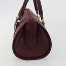 BURBERRY Hand Bag Leather Bordeaux Gold Tone Auth ep15263-4