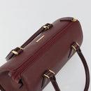 BURBERRY Hand Bag Leather Bordeaux Gold Tone Auth ep15263-6