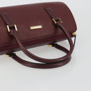 BURBERRY Hand Bag Leather Bordeaux Gold Tone Auth ep15263-7