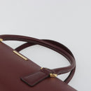 BURBERRY Hand Bag Leather Bordeaux Gold Tone Auth ep15263-8