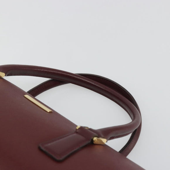 BURBERRY Hand Bag Leather Bordeaux Gold Tone Auth ep15263