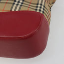 BURBERRY Nova Check Hand Bag Canvas Beige Red Auth ep15265-14