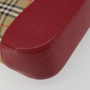 BURBERRY Nova Check Hand Bag Canvas Beige Red Auth ep15265-15