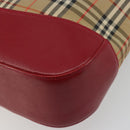 BURBERRY Nova Check Hand Bag Canvas Beige Red Auth ep15265-16