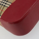 BURBERRY Nova Check Hand Bag Canvas Beige Red Auth ep15265-9