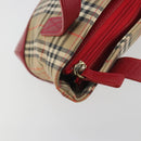 BURBERRY Nova Check Hand Bag Canvas Beige Red Auth ep15265-10