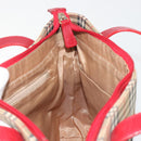 BURBERRY Nova Check Hand Bag Canvas Beige Red Auth ep15265-17