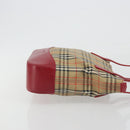 BURBERRY Nova Check Hand Bag Canvas Beige Red Auth ep15265-3