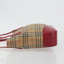 BURBERRY Nova Check Hand Bag Canvas Beige Red Auth ep15265-4