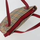 BURBERRY Nova Check Hand Bag Canvas Beige Red Auth ep15265-6