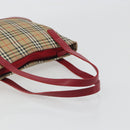 BURBERRY Nova Check Hand Bag Canvas Beige Red Auth ep15265-7