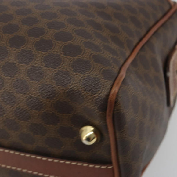 CELINE Macadam Hand Bag PVC Leather Brown Gold Tone Auth ep15266