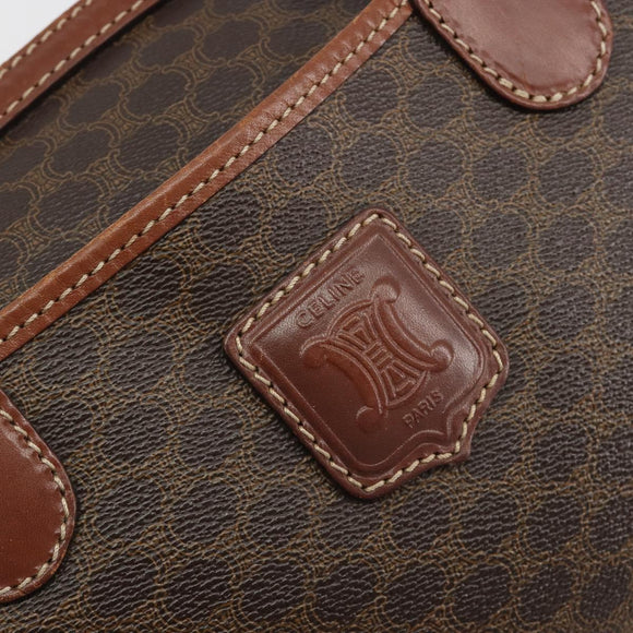 CELINE Macadam Hand Bag PVC Leather Brown Gold Tone Auth ep15266