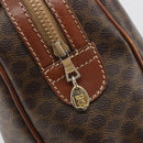 CELINE Macadam Hand Bag PVC Leather Brown Gold Tone Auth ep15266-19