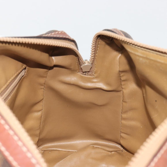 CELINE Macadam Hand Bag PVC Leather Brown Gold Tone Auth ep15266