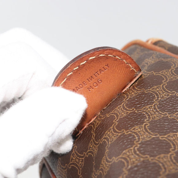 CELINE Macadam Hand Bag PVC Leather Brown Gold Tone Auth ep15266
