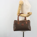 CELINE Macadam Hand Bag PVC Leather Brown Gold Tone Auth ep15266-25