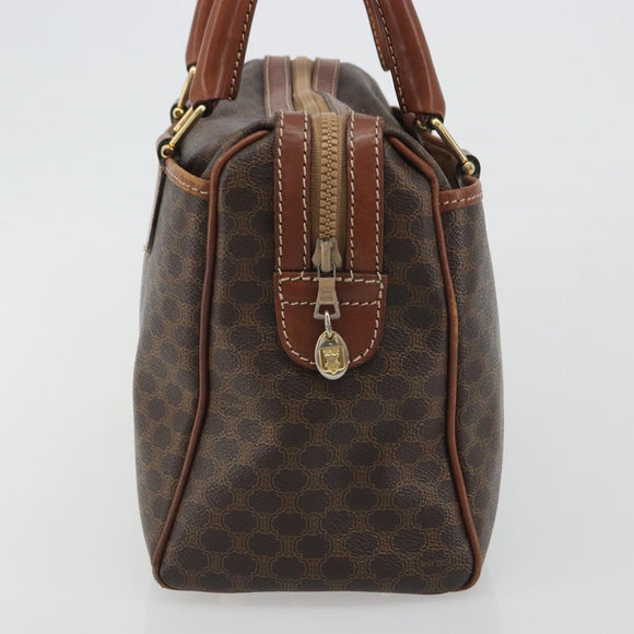 CELINE Macadam Hand Bag PVC Leather Brown Gold Tone Auth ep15266