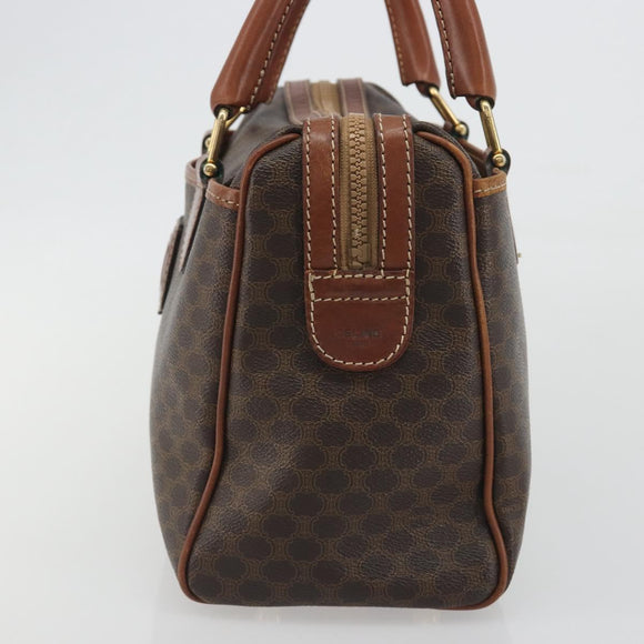 CELINE Macadam Hand Bag PVC Leather Brown Gold Tone Auth ep15266
