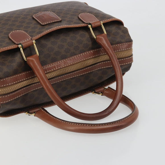 CELINE Macadam Hand Bag PVC Leather Brown Gold Tone Auth ep15266