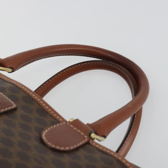 CELINE Macadam Hand Bag PVC Leather Brown Gold Tone Auth ep15266