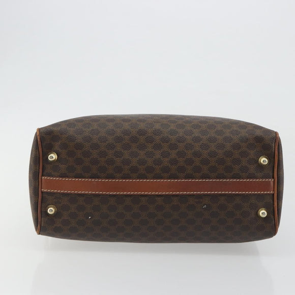 CELINE Macadam Hand Bag PVC Leather Brown Gold Tone Auth ep15266