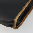 CELINE Clutch Bag Leather Black Gold Tone Auth ep15267-14