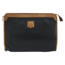 CELINE Clutch Bag Leather Black Gold Tone Auth ep15267-13