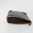 CELINE Clutch Bag Leather Black Gold Tone Auth ep15267-3